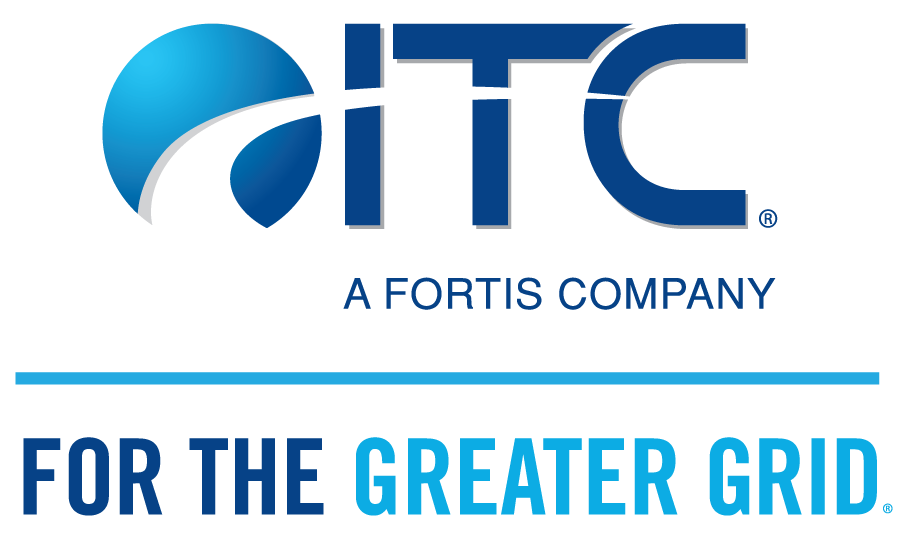 ITC logo with tagline For the Greater Grid and text A Fortis Company, emphasizing energy transmission.